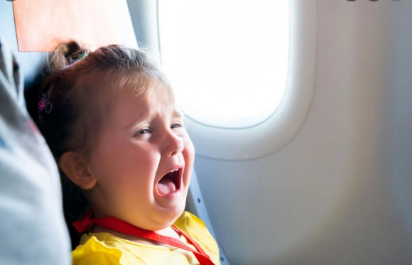 Toddler crying on airplane